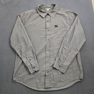 Caterpillar CAT Men L Gray Long Sleeve Shirt Core Poplin Button Up Top